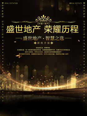 原创黑金色高贵房地产盛大开业海