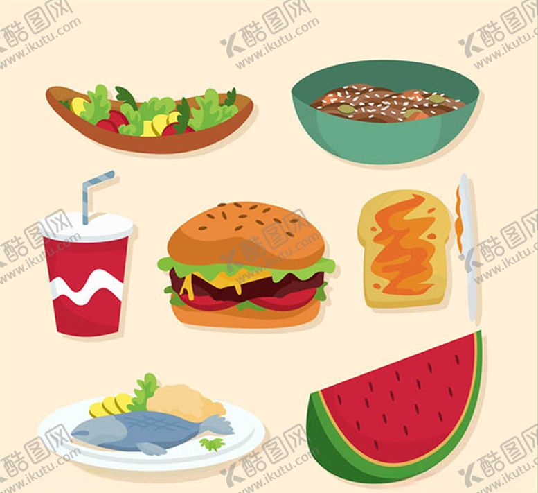 编号：36379607031403449870【酷图网】源文件下载-美味快餐食品设计矢量素材