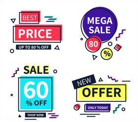 彩色孟菲斯风格促销标签