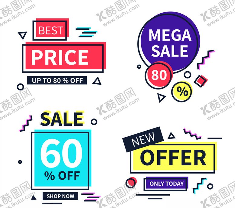 编号：12897009191734109981【酷图网】源文件下载-彩色孟菲斯风格促销标签