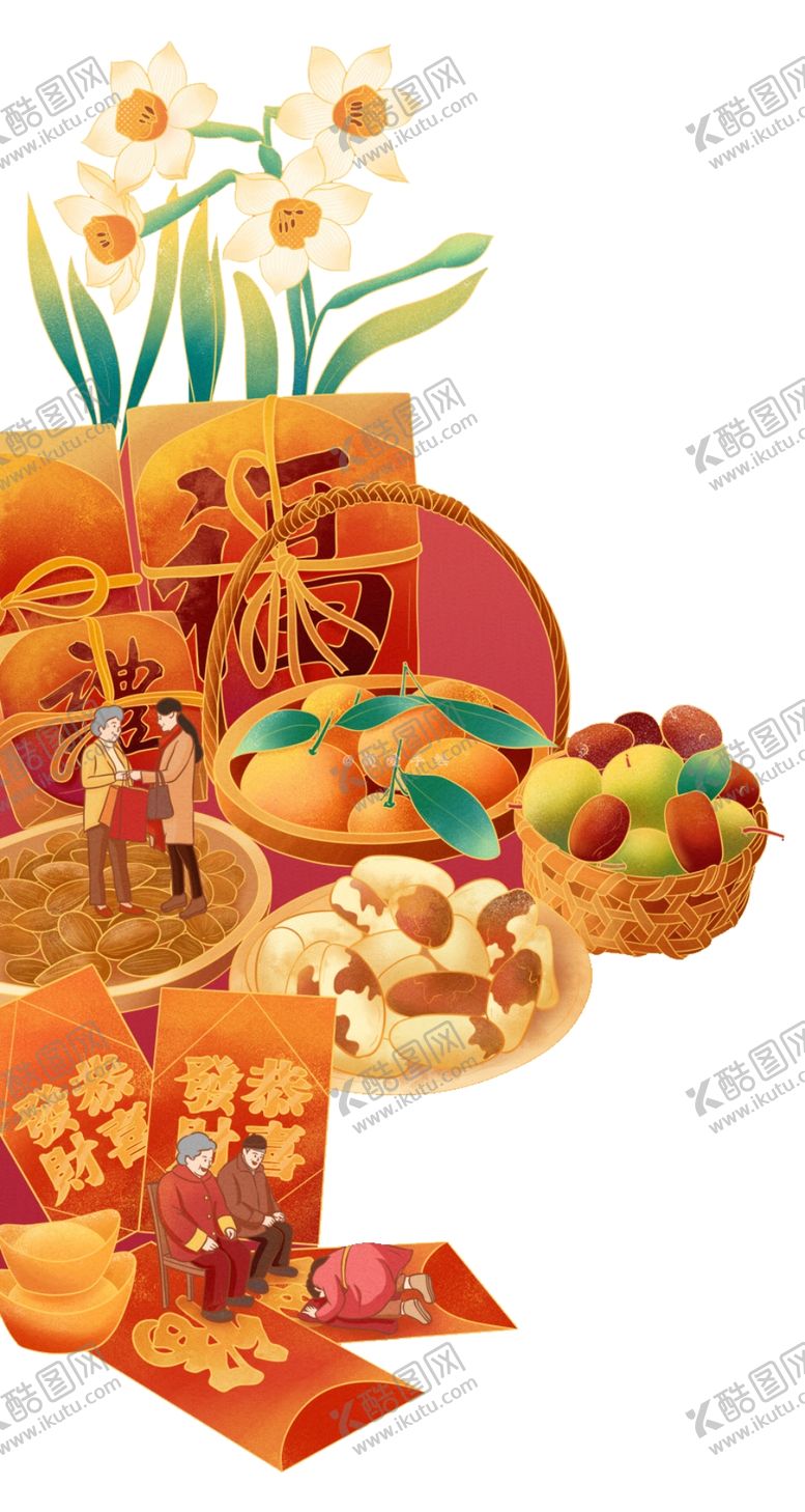 编号：85134909180834179562【酷图网】源文件下载-中式花鸟美食插画元素