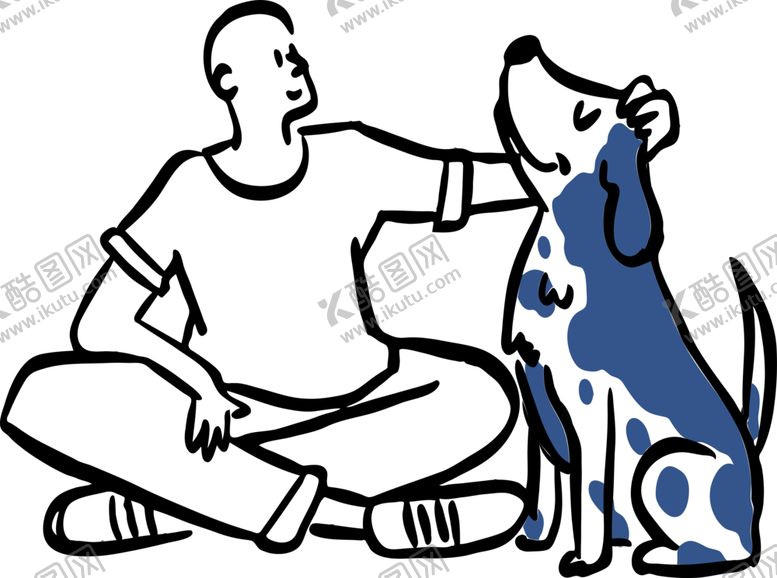 编号：51332103140159133619【酷图网】源文件下载-手绘插画男孩与狗