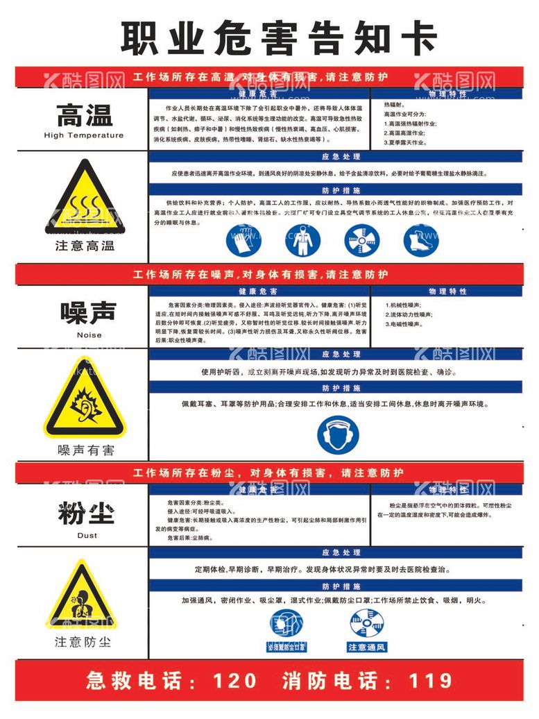 编号：88805111291523118815【酷图网】源文件下载-粉尘噪声高温职业危害告知