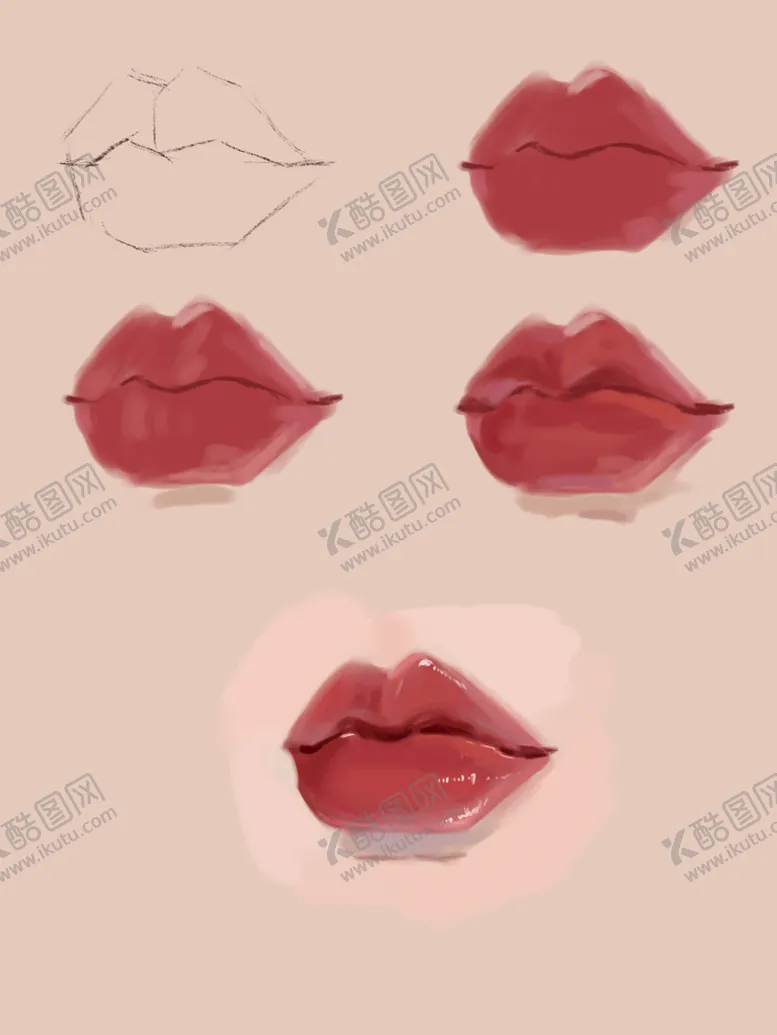 编号：86204509212044117210【酷图网】源文件下载-嘴巴绘画步骤图