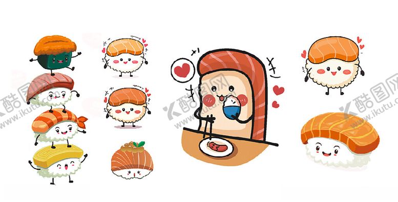 编号：88734911021457119142【酷图网】源文件下载-可爱卡通寿司与厨师形象