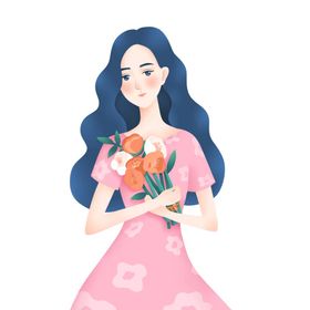 小清新女生节插画