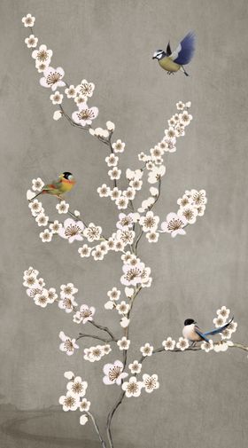 花鸟玄关背景墙