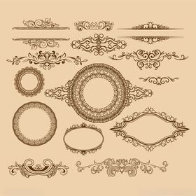 复古风格装饰性标签集合