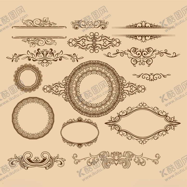 编号：72492501042314424375【酷图网】源文件下载-复古装饰性边框图案集合