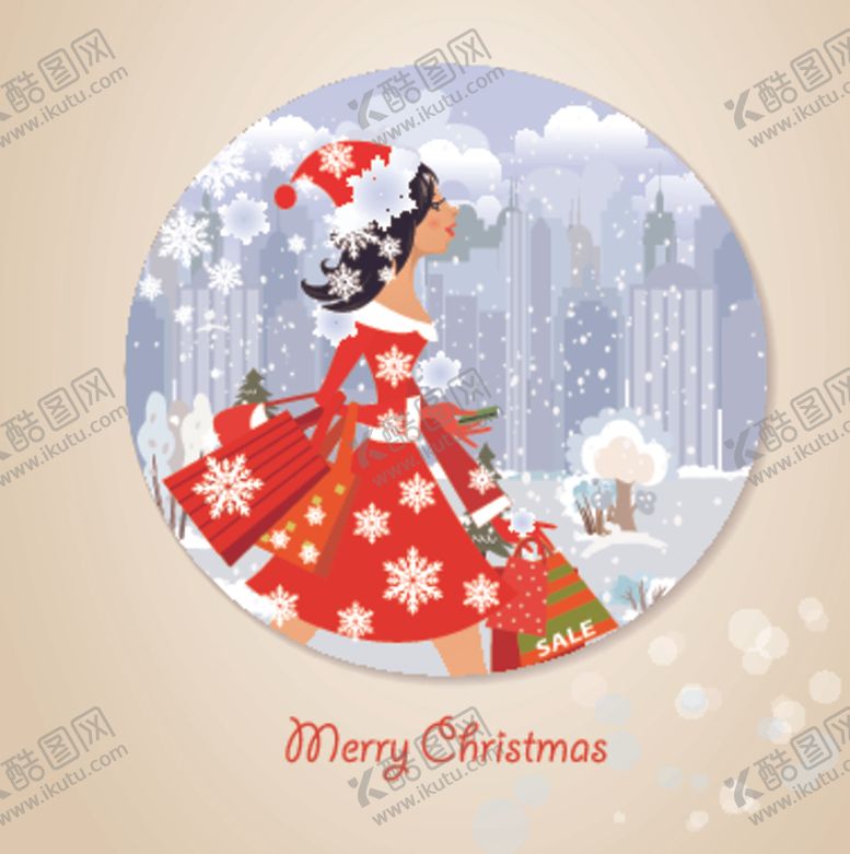 编号：37961509090101199282【酷图网】源文件下载-圣诞购物美女