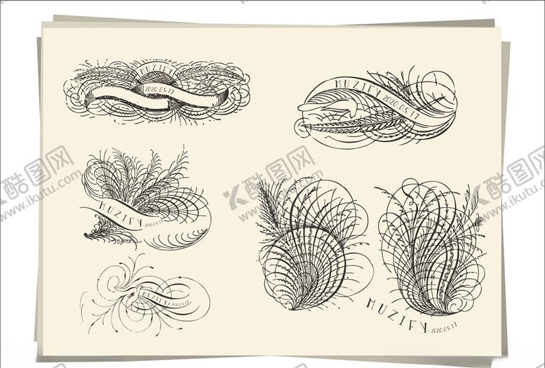 编号：35557809290637435509【酷图网】源文件下载-6款入花边边框设计