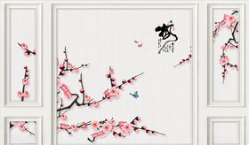 花鸟画梅花背景墙