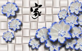 3D立体花卉背景墙