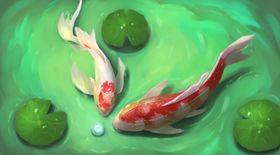 锦鲤传统插画卡通背景素材