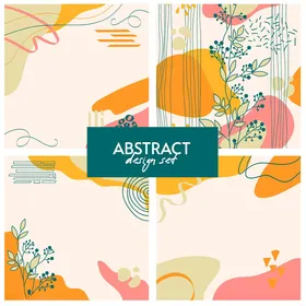 抽象多彩几何花卉背景图