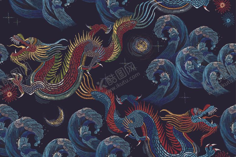 编号：72606209180812234339【酷图网】源文件下载-龙纹印花