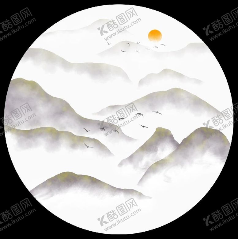 编号：85204110031759455610【酷图网】源文件下载-圆形水墨山水