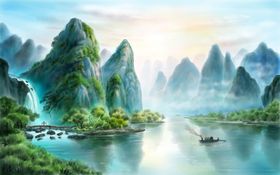 大气古风山水风景