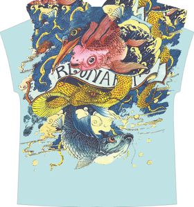 鱼儿彩色鱼鱼卡通印花