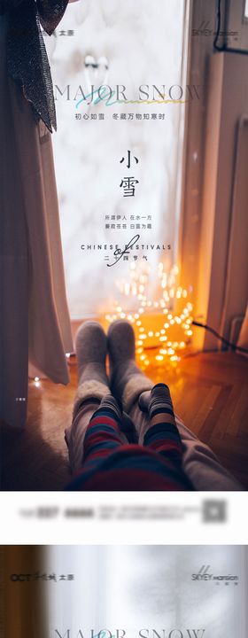 小雪大雪简约意境系列海报