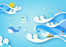 海洋主题卡通插画