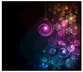 炫彩圣诞球与雪花装饰图