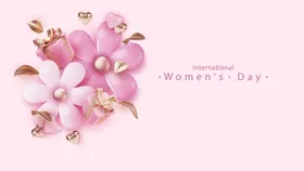 三八妇女节礼品金色8字粉色爱心电商素材