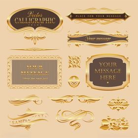 金色羽毛装饰元素集合