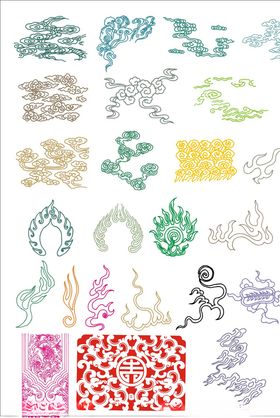 矢量火焰祥云花纹