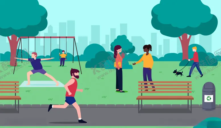 编号：74665709141843321996【酷图网】源文件下载-公园运动的休闲人物