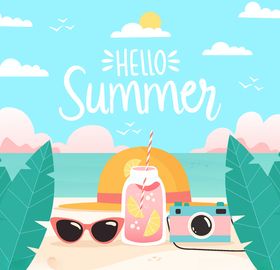 你好夏天英文字体设计