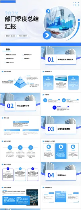 季度总结工作汇报模版PPT
