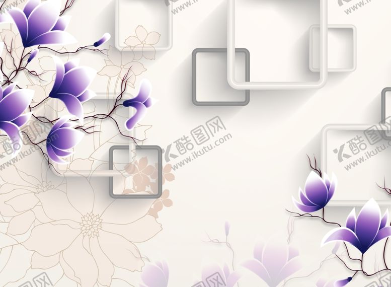 编号：72658307130112305505【酷图网】源文件下载-玉兰花背景墙
