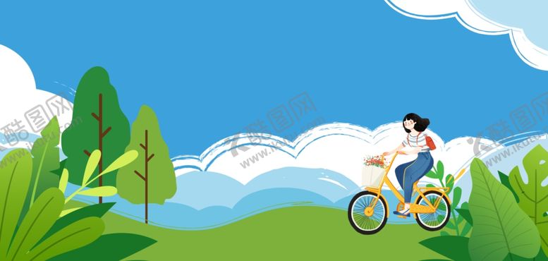 编号：68429704030536469442【酷图网】源文件下载-卡通春季女孩骑行