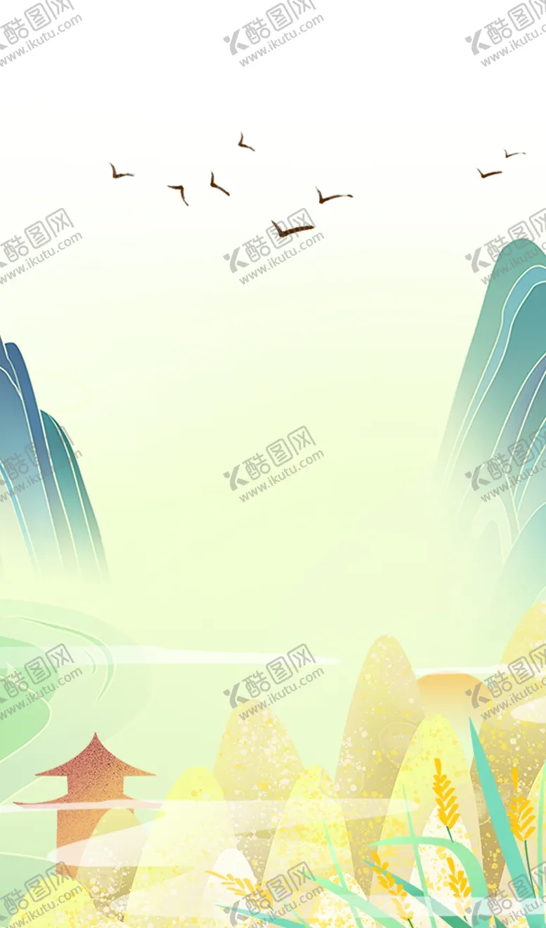 编号：82829301260938153731【酷图网】源文件下载-青色国潮山水背景