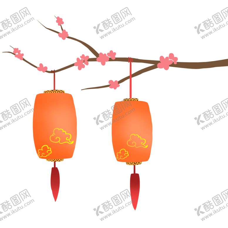 编号：99234304162204001920【酷图网】源文件下载-中国风灯笼梅花元素PNG