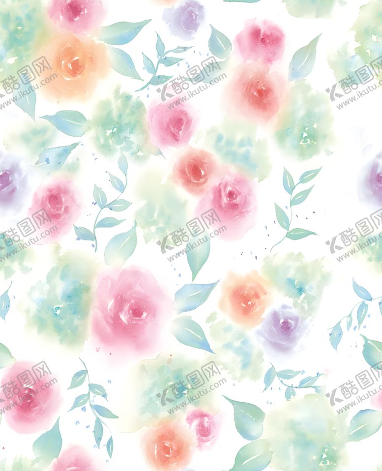 编号：25548904131307104707【酷图网】源文件下载-清新水彩花卉图案背景