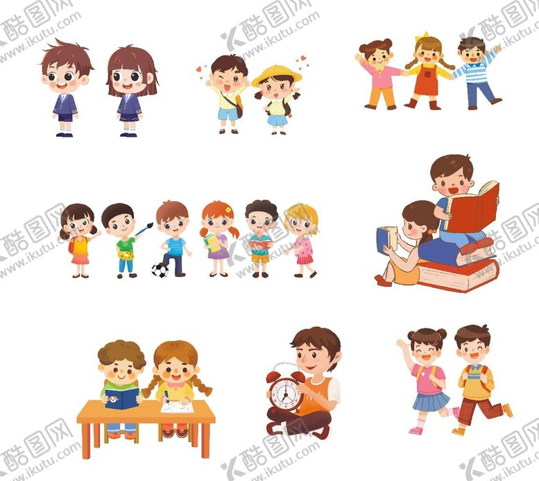 编号：01485909151348567481【酷图网】源文件下载-卡通小朋友儿童上学广告设计