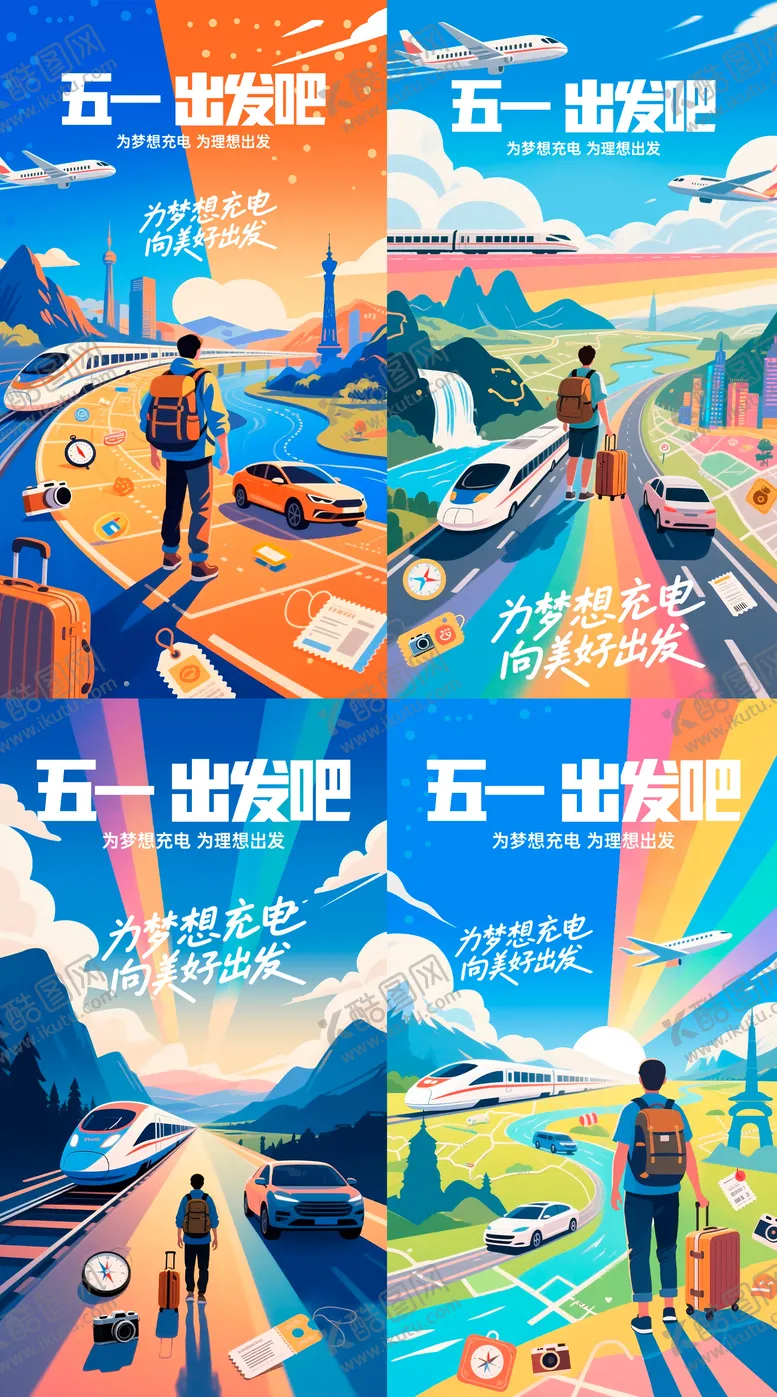 编号：33725804280856478399【酷图网】源文件下载-劳动节青年节插画海报