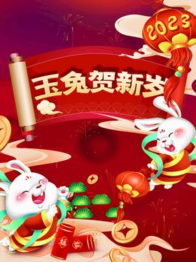 兔年海报2023春节福贺新春子2023