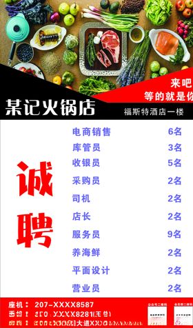 火锅店招聘海报