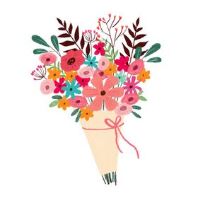 花朵花束插画卡通背景海报素材