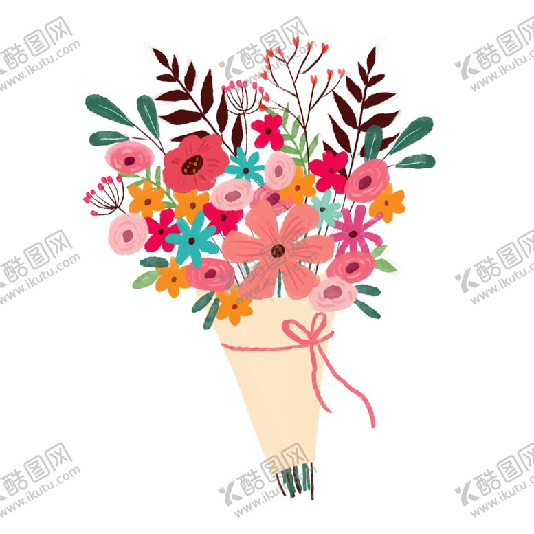 编号：68620409300628469268【酷图网】源文件下载-花朵花束插画卡通背景海报素材