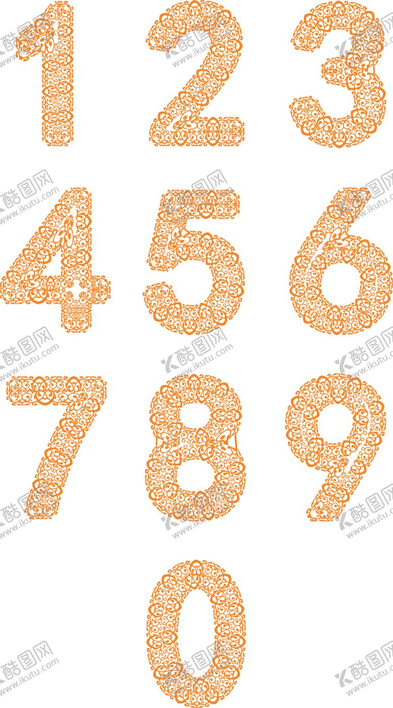 编号：33117812101324005273【酷图网】源文件下载-阿拉伯数字艺术字文字矢量