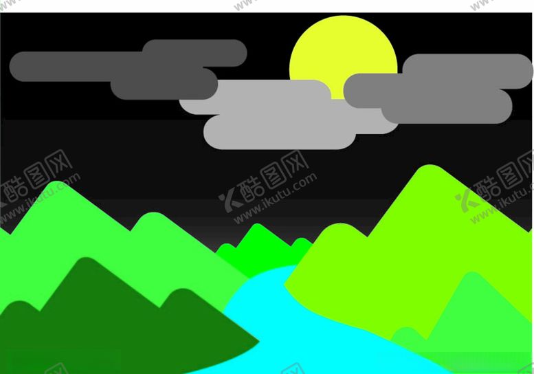 编号：59221409251434135881【酷图网】源文件下载-山川与月亮
