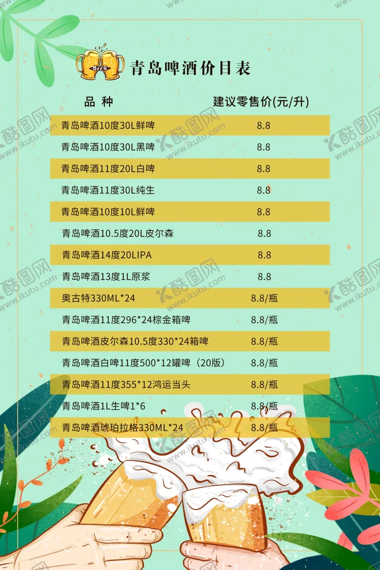 编号：95508803211826227867【酷图网】源文件下载-价目表