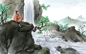 山水建筑传统国风古风插画背景