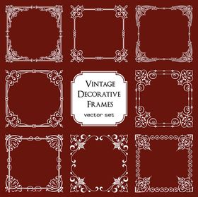 复古红色边框矢量图素材