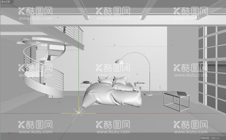 编号：70903912212239026715【酷图网】源文件下载-C4D模型卧室床落地灯素模白模