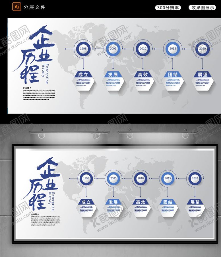 编号：14342110100426062662【酷图网】源文件下载-企业历程展板